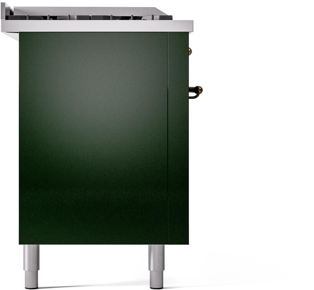 Ilve UP60FSNMPEGB Nostalgie Ii 60 Inch Dual Fuel Natural Gas Freestanding Range In Emerald Green With Bronze Trim