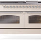 Ilve UP60FNMPAWCLP Nostalgie Ii 60 Inch Dual Fuel Liquid Propane Freestanding Range In Antique White With Chrome Trim