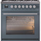 Ilve UP30WMPBGLP Professional Plus Ii 30 Inch Dual Fuel Liquid Propane Freestanding Range In Blue Grey With Trim