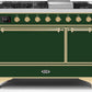 Ilve UM12FDQNS3EGG Majestic Ii 48 Inch Dual Fuel Natural Gas Freestanding Range In Emerald Green With Brass Trim