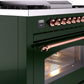 Ilve UP36FNMPEGPLP Nostalgie Ii 36 Inch Dual Fuel Liquid Propane Freestanding Range In Emerald Green With Copper Trim