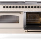 Ilve UP60FNMPAWB Nostalgie Ii 60 Inch Dual Fuel Natural Gas Freestanding Range In Antique White With Bronze Trim