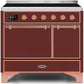 Ilve UMDI10QNS3BUP Majestic Ii 40 Inch Electric Freestanding Range In Burgundy With Copper Trim