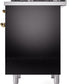 Ilve UPD40FNMPBKG Nostalgie Ii 40 Inch Dual Fuel Natural Gas Freestanding Range In Glossy Black With Brass Trim