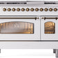 Ilve UP48FNMPWHB Nostalgie Ii 48 Inch Dual Fuel Natural Gas Freestanding Range In White With Bronze Trim