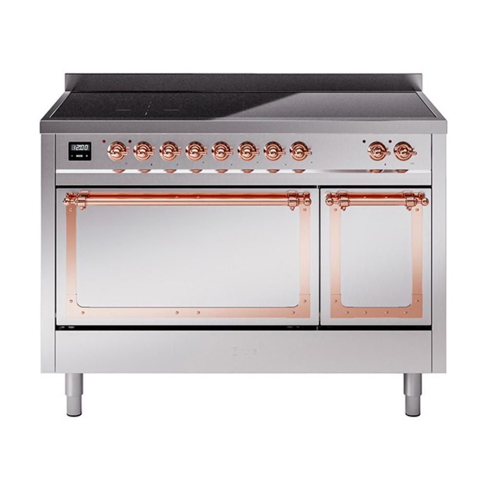 Ilve UNI486QNMPSSP Ilve Uni486Qnmpssp Nostalgie Ii Noblesse 48" Induction Range (Solid Door, Stainless Steel, Copper)