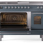 Ilve UP48FSNMPBGCLP Nostalgie Ii 48 Inch Dual Fuel Liquid Propane Freestanding Range In Blue Grey With Chrome Trim