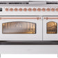 Ilve UP48FNMPWHP Nostalgie Ii 48 Inch Dual Fuel Natural Gas Freestanding Range In White With Copper Trim