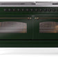 Ilve UP60FNMPEGB Nostalgie Ii 60 Inch Dual Fuel Natural Gas Freestanding Range In Emerald Green With Bronze Trim