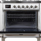 Ilve UM09FDNS3WHC Majestic Ii 36 Inch Dual Fuel Natural Gas Freestanding Range In White With Chrome Trim