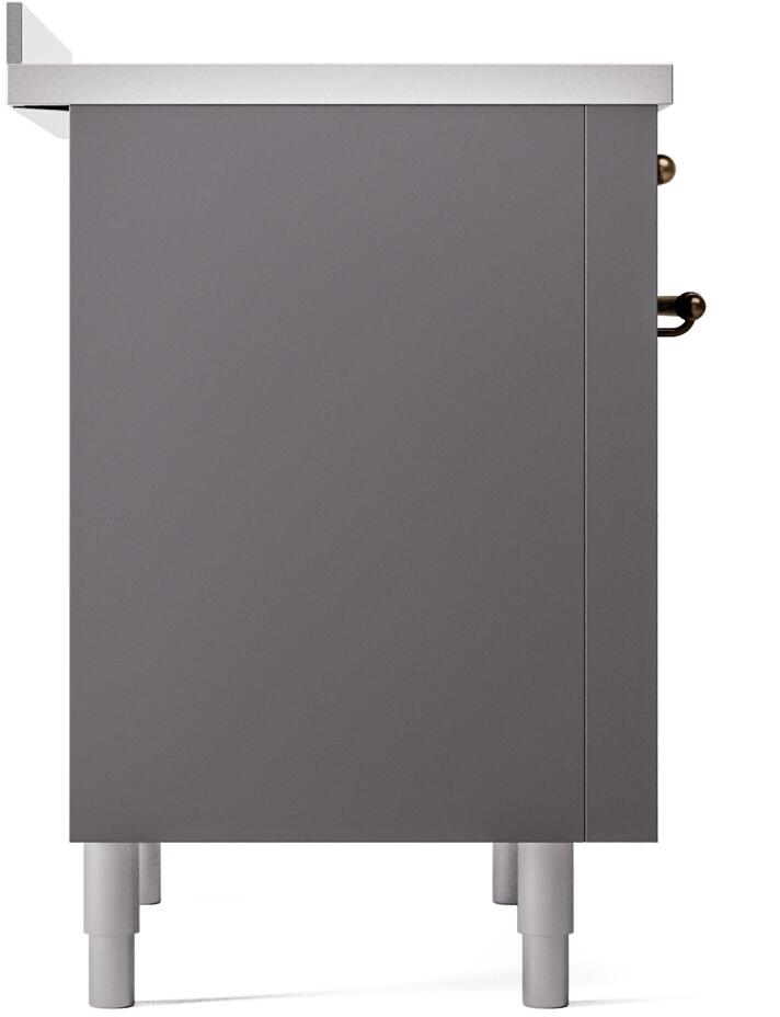 Ilve UPI366NMPMGB Nostalgie Ii 36 Inch Electric Freestanding Range In Matte Graphite With Bronze Trim