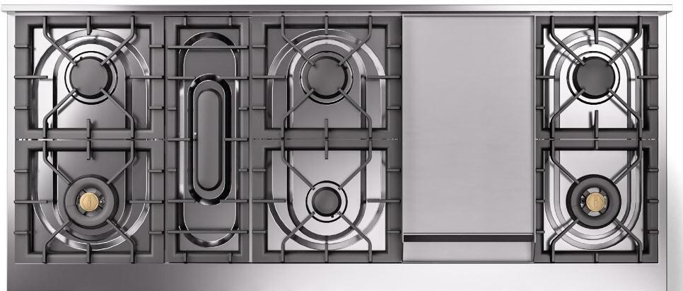 Ilve UP60FQNMPSSP Nostalgie Ii 60 Inch Dual Fuel Natural Gas Freestanding Range In Stainless Steel With Copper Trim