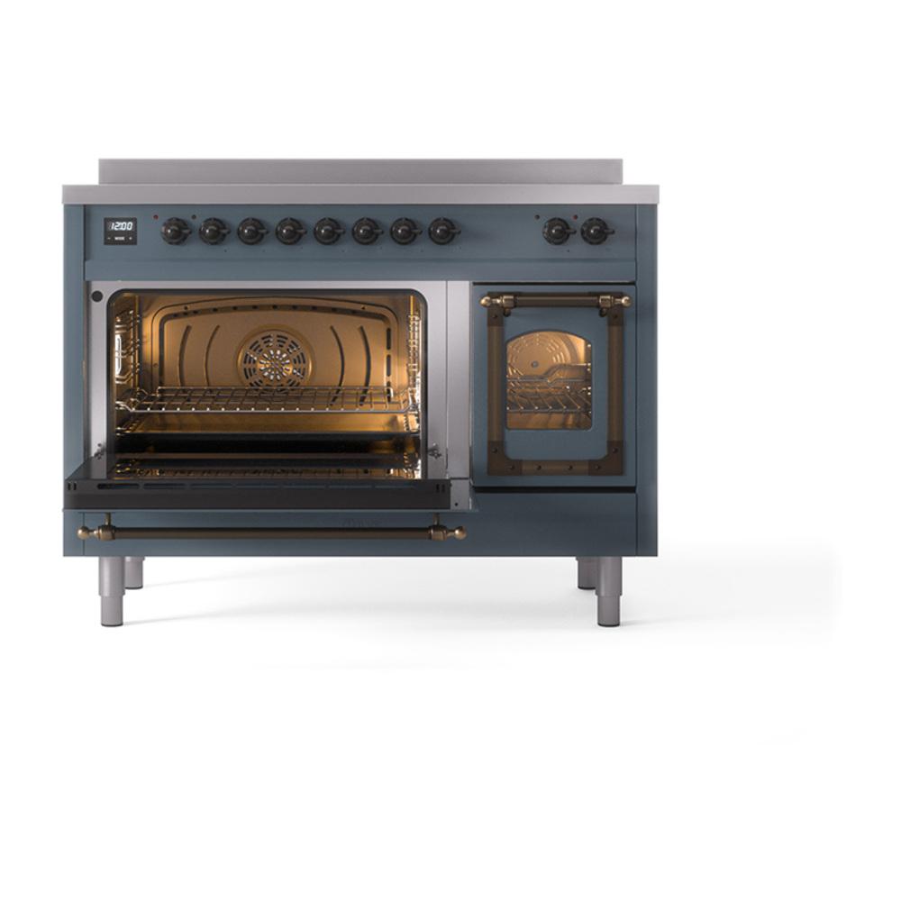 Ilve UNI486NMPBGB Ilve Uni486Nmpbgb Nostalgie Ii Noblesse 48" Induction Range (Triple Glass Door, Blue Grey, Burnished)