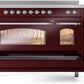 Ilve UPI486NMPBUC Nostalgie Ii 48 Inch Electric Freestanding Range In Burgundy With Chrome Trim