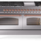 Ilve UP60FNMPSSP Nostalgie Ii 60 Inch Dual Fuel Natural Gas Freestanding Range In Stainless Steel With Copper Trim