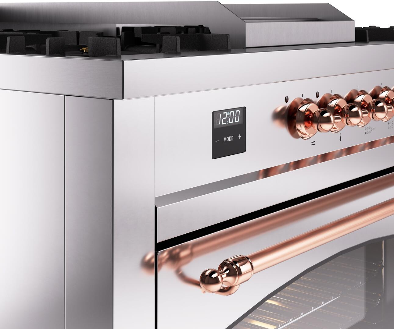 Ilve UP60FSNMPSSP Nostalgie Ii 60 Inch Dual Fuel Natural Gas Freestanding Range In Stainless Steel With Copper Trim