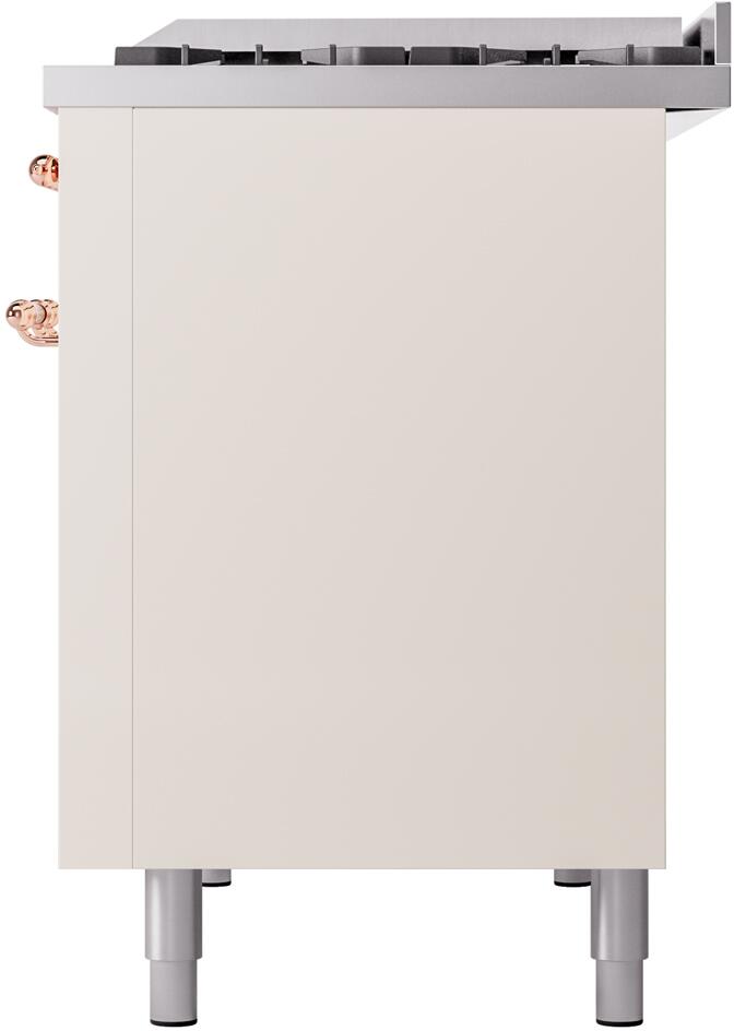 Ilve UP48FNMPAWP Nostalgie Ii 48 Inch Dual Fuel Natural Gas Freestanding Range In Antique White With Copper Trim