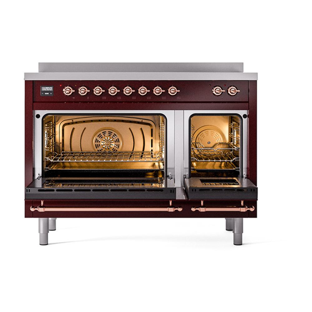 Ilve UNI486QNMPBUP Ilve Uni486Qnmpbup Nostalgie Ii Noblesse 48" Induction Range (Solid Door, Burgundy, Copper)