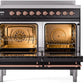 Ilve UPDI406NMPBKP Nostalgie Ii 40 Inch Electric Freestanding Range In Glossy Black With Copper Trim