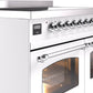 Ilve UPDI406NMPWHC Nostalgie Ii 40 Inch Electric Freestanding Range In White With Chrome Trim