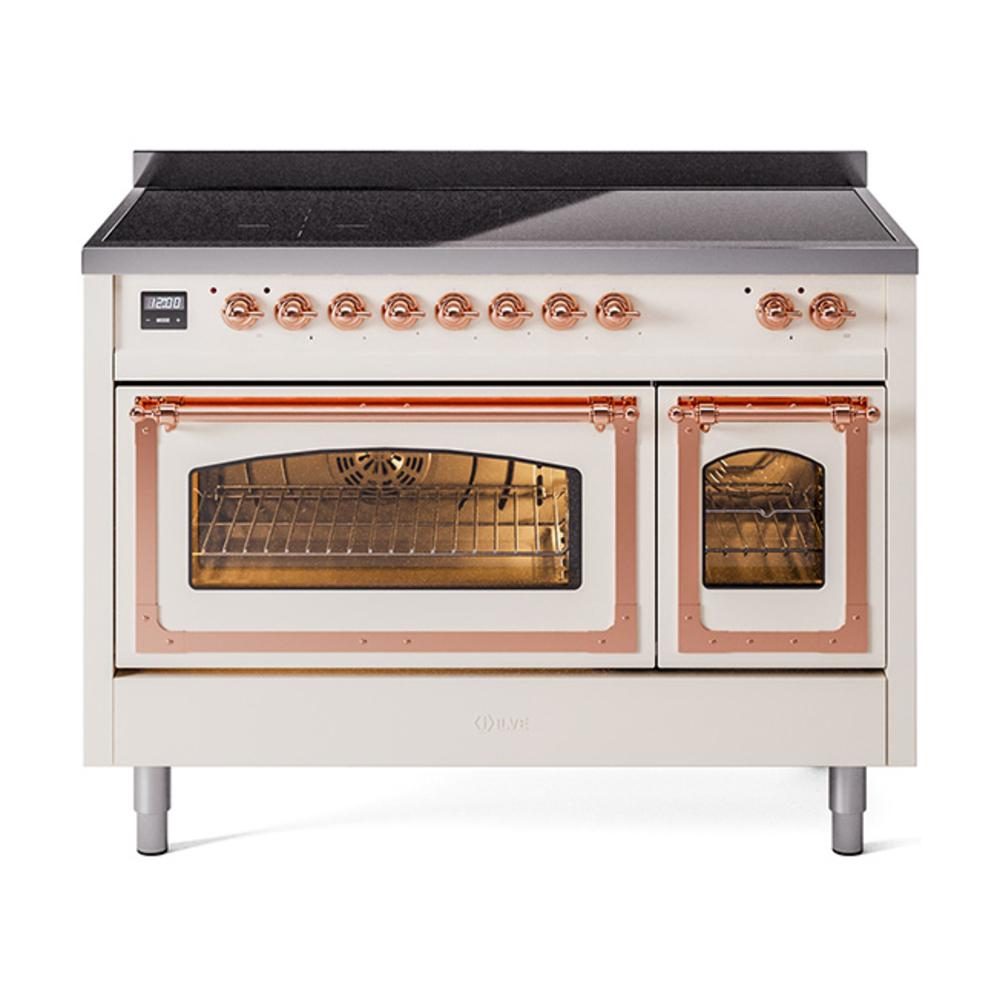 Ilve UNI486NMPAWP Ilve Uni486Nmpawp Nostalgie Ii Noblesse 48" Induction Range (Triple Glass Door, Antique White, Copper)