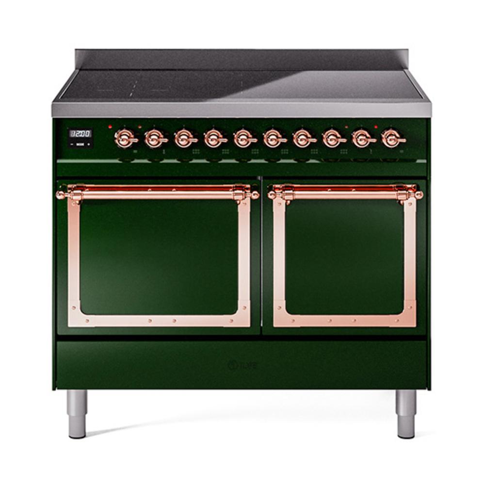 Ilve UNDI406QNMPEGP Ilve Undi406Qnmpegp Nostalgie Ii Noblesse 40" Induction Range (Solid Door, Emerald Green, Copper)