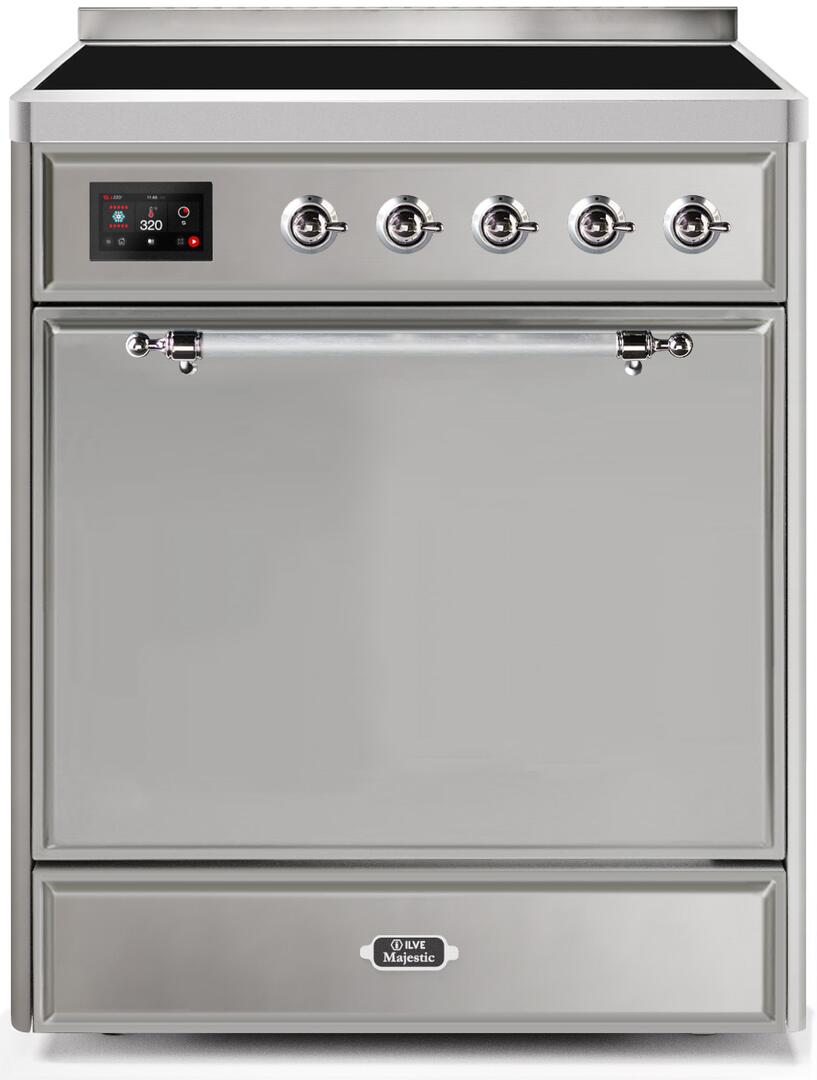 Ilve UMI30QNE3SSC Majestic Ii 30 Inch Electric Freestanding Range In Stainless Steel With Chrome Trim