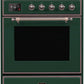 Ilve UM30DNE3EGB Majestic Ii 30 Inch Dual Fuel Natural Gas Freestanding Range In Emerald Green With Bronze Trim