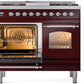 Ilve UPD40FNMPBUC Nostalgie Ii 40 Inch Dual Fuel Natural Gas Freestanding Range In Burgundy With Chrome Trim