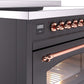 Ilve UPI486NMPMGP Nostalgie Ii 48 Inch Electric Freestanding Range In Matte Graphite With Copper Trim