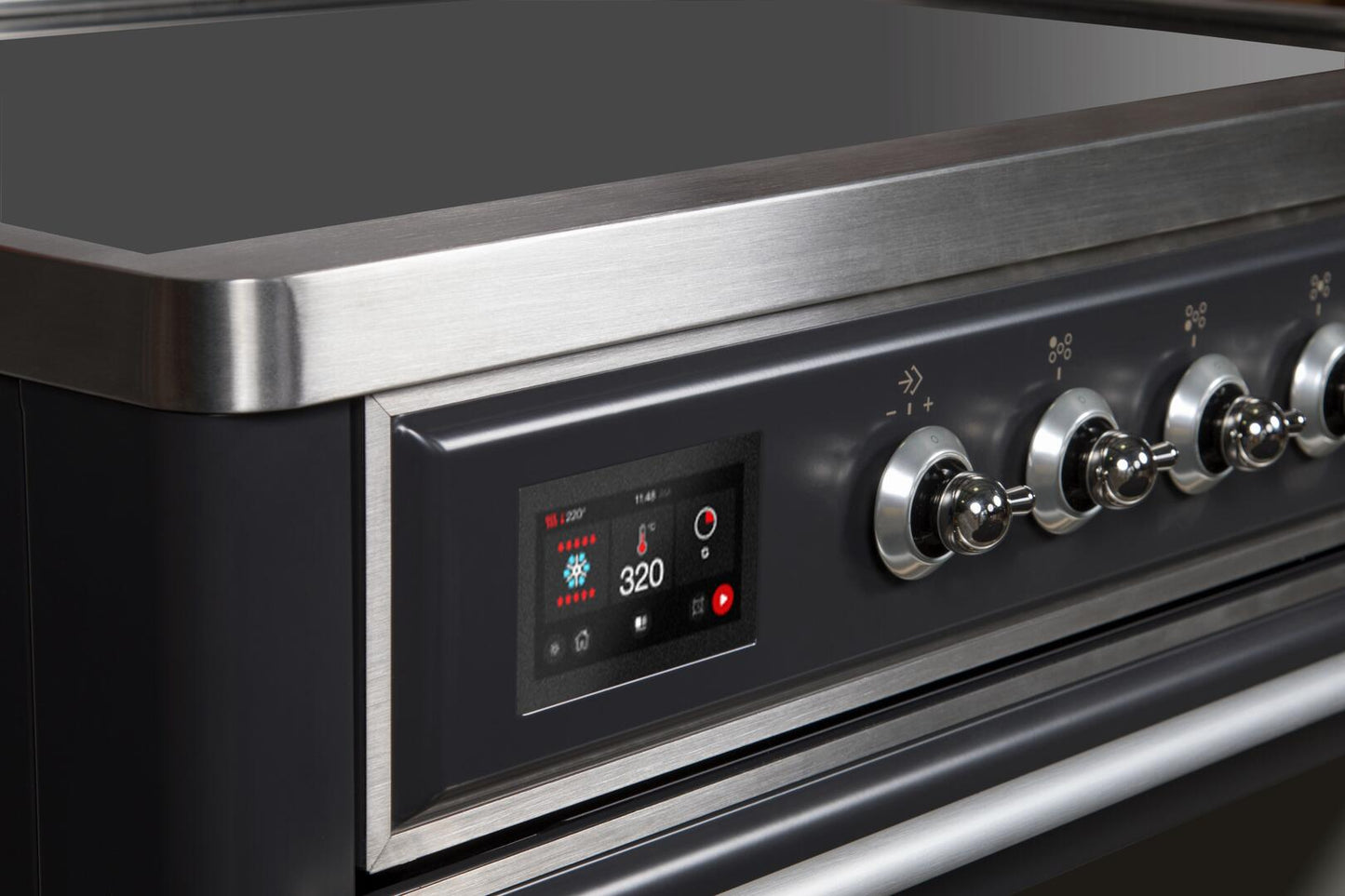 Ilve UMI09NS3MGC Majestic Ii 36 Inch Electric Freestanding Range In Matte Graphite With Chrome Trim