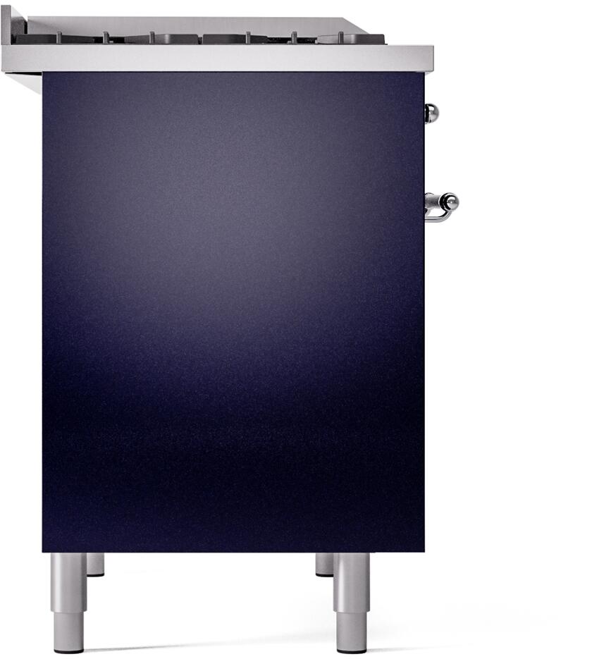 Ilve UPD40FNMPMBCLP Nostalgie Ii 40 Inch Dual Fuel Liquid Propane Freestanding Range In Blue With Chrome Trim