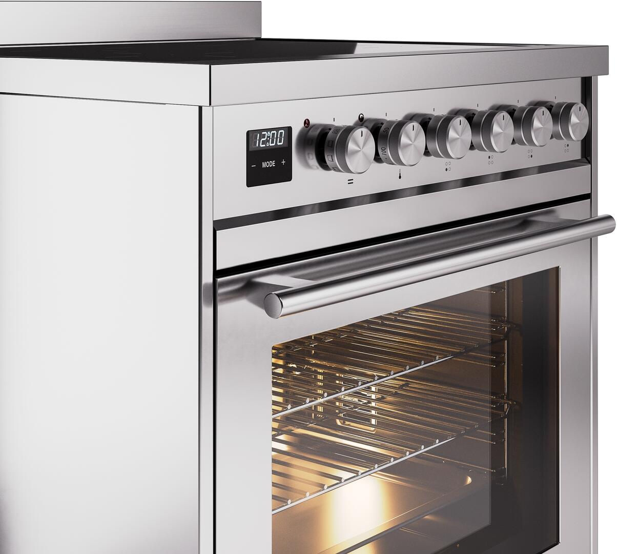 Ilve UPI304WMPSS Professional Plus Ii 30 Inch Electric Freestanding Range In Stainless Steel With Trim