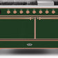 Ilve UM15FDQNS3EGPLP Majestic Ii 60 Inch Dual Fuel Liquid Propane Freestanding Range In Emerald Green With Copper Trim