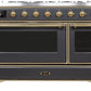 Ilve UM12FDNS3MGGLP Majestic Ii 48 Inch Dual Fuel Liquid Propane Freestanding Range In Matte Graphite With Brass Trim