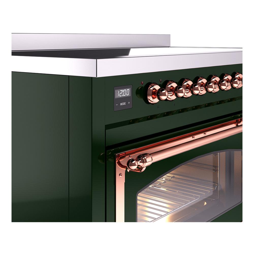 Ilve UNI486NMPEGP Ilve Uni486Nmpegp Nostalgie Ii Noblesse 48" Induction Range (Triple Glass Door, Emerald Green, Copper)