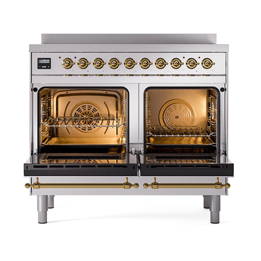 Ilve UNDI406NMPSSG Ilve Undi406Nmpssg Nostalgie Ii Noblesse 40" Induction Range (Triple Glass Door, Stainless Steel, Brass)