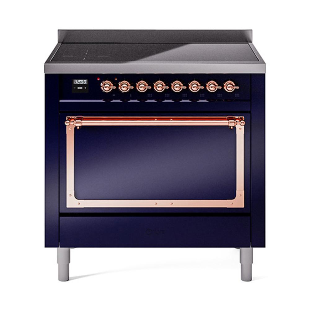 Ilve UNI366QNMPMBP Ilve Uni366Qnmpmbp Nostalgie Ii Noblesse 36" Induction Range (Solid Door, Midnight Blue, Copper)