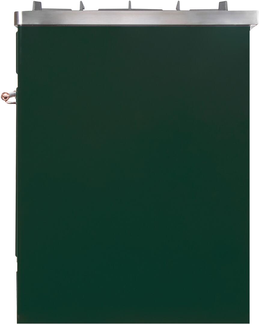 Ilve UM30DNE3EGP Majestic Ii 30 Inch Dual Fuel Natural Gas Freestanding Range In Emerald Green With Copper Trim