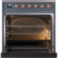 Ilve UPI304NMPBGP Nostalgie Ii 30 Inch Electric Freestanding Range In Blue Grey With Copper Trim