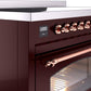 Ilve UPI486NMPBUP Nostalgie Ii 48 Inch Electric Freestanding Range In Burgundy With Copper Trim