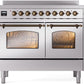 Ilve UPDI406NMPSSB Nostalgie Ii 40 Inch Electric Freestanding Range In Stainless Steel With Bronze Trim