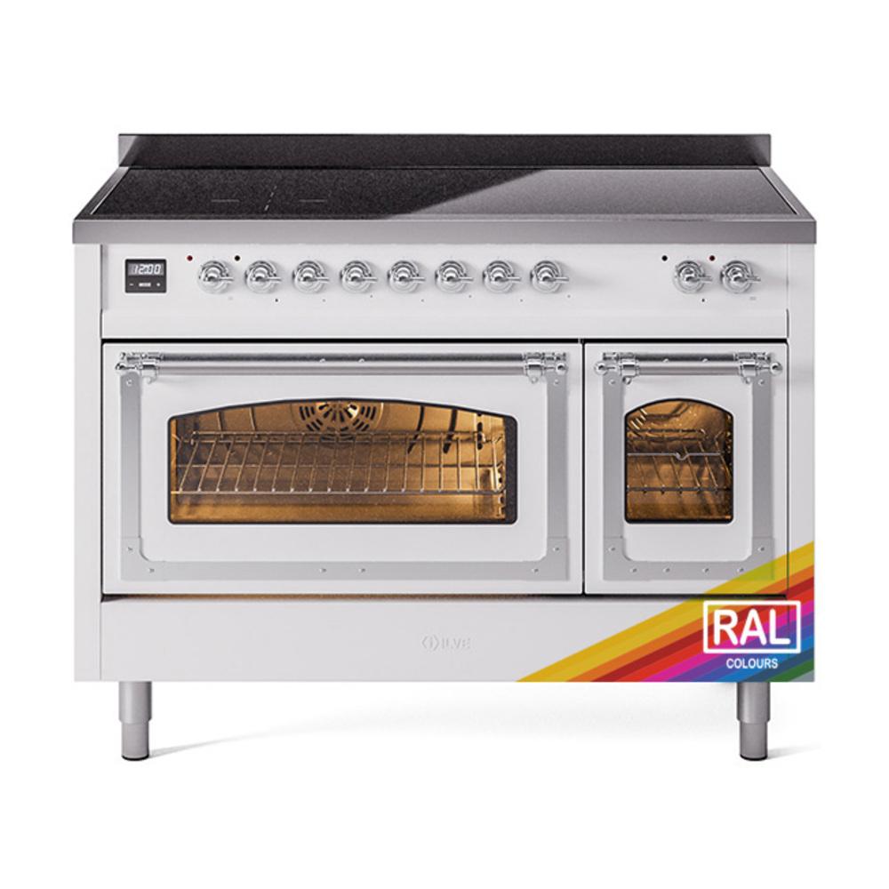 Ilve UNI486NMPRAC Ilve Uni486Nmprac Nostalgie Ii Noblesse 48" Induction Range (Triple Glass Door, Ral, Chrome)