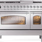 Ilve UP48FNMPSSCLP Nostalgie Ii 48 Inch Dual Fuel Liquid Propane Freestanding Range In Stainless Steel With Chrome Trim