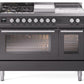 Ilve UP48FSWMPMG Professional Plus Ii 48 Inch Dual Fuel Natural Gas Freestanding Range In Matte Graphite With Trim