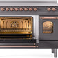 Ilve UPI486NMPMGP Nostalgie Ii 48 Inch Electric Freestanding Range In Matte Graphite With Copper Trim