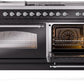 Ilve UP60FSNMPBKC Nostalgie Ii 60 Inch Dual Fuel Natural Gas Freestanding Range In Glossy Black With Chrome Trim