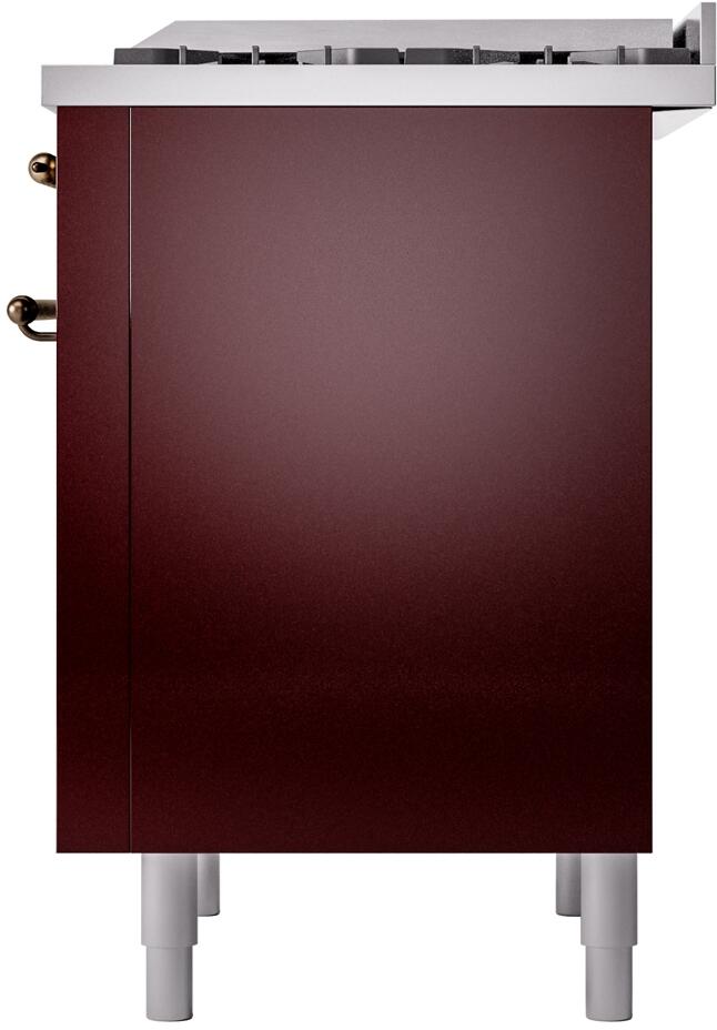 Ilve UP36FNMPBUBLP Nostalgie Ii 36 Inch Dual Fuel Liquid Propane Freestanding Range In Burgundy With Bronze Trim