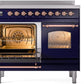 Ilve UPDI406NMPMBP Nostalgie Ii 40 Inch Electric Freestanding Range In Blue With Copper Trim