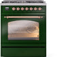 Ilve UP30NMPEGP Nostalgie Ii 30 Inch Dual Fuel Natural Gas Freestanding Range In Emerald Green With Copper Trim